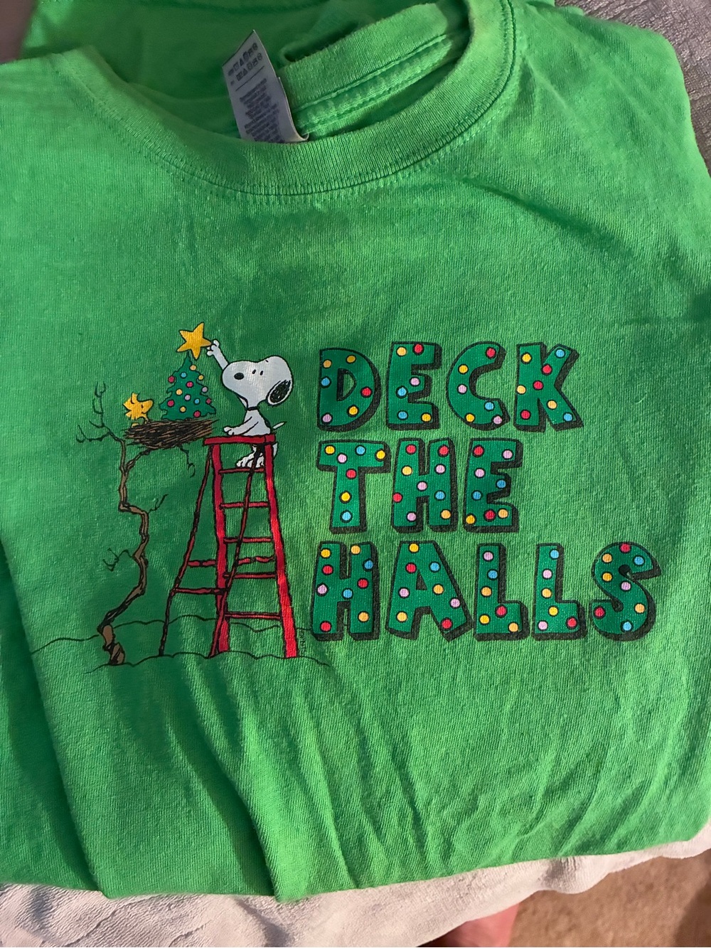 Gildan Bright Green Snoopy Holiday Graphic Tee